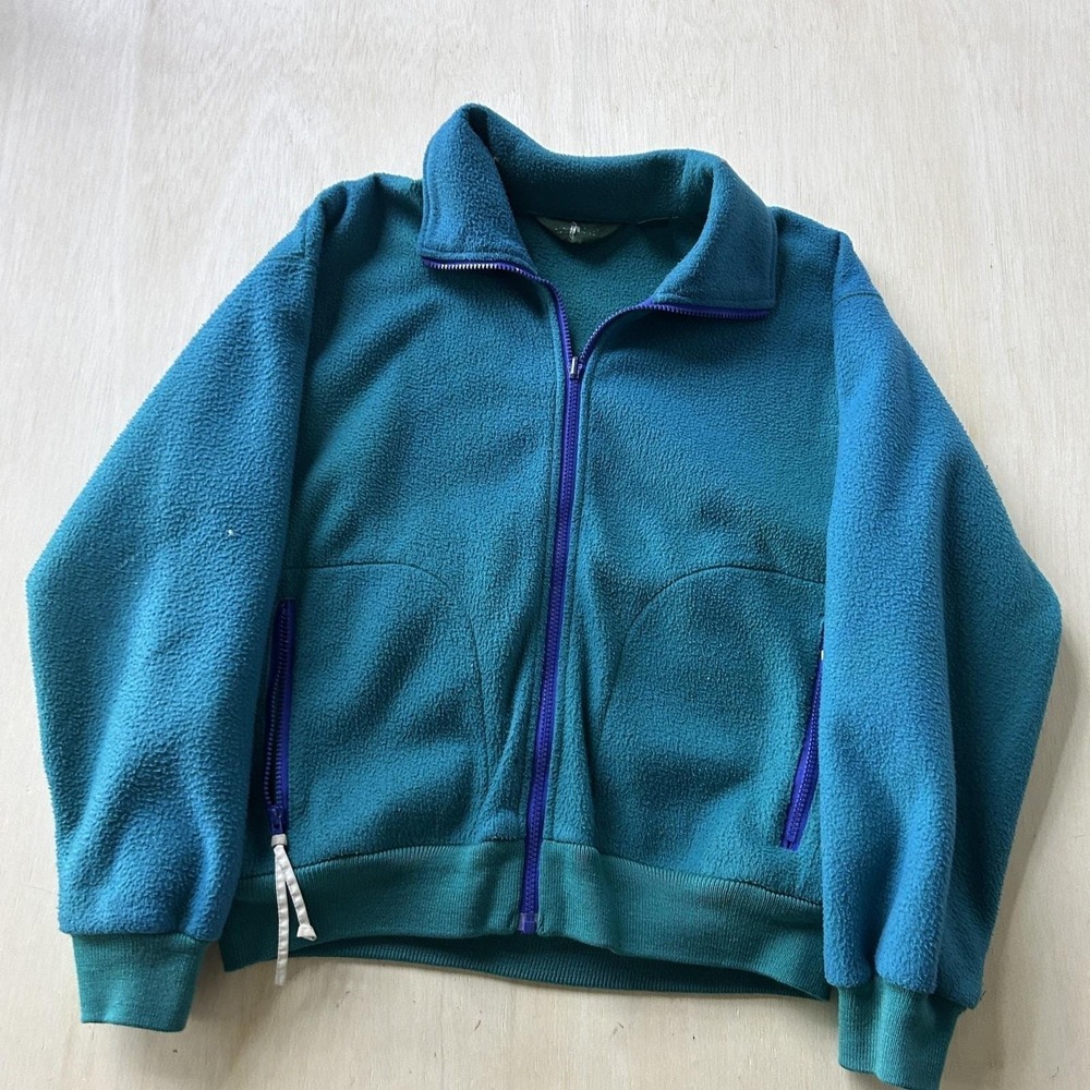 Vintage Polo Club Jacket Mens Small Blue Bomber Full Zip Knit Hem Winter Fleece